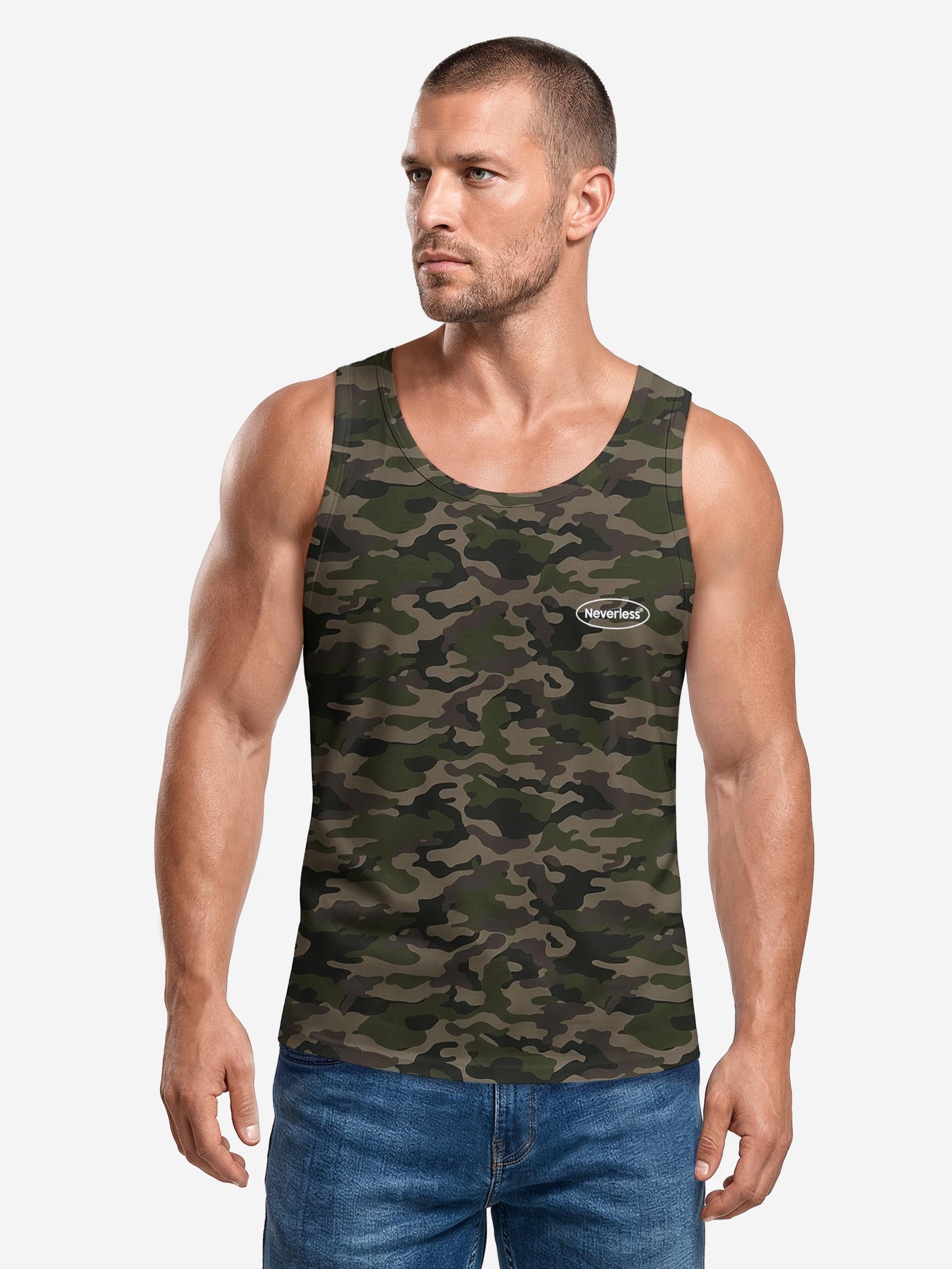woodland-camo slim-fit