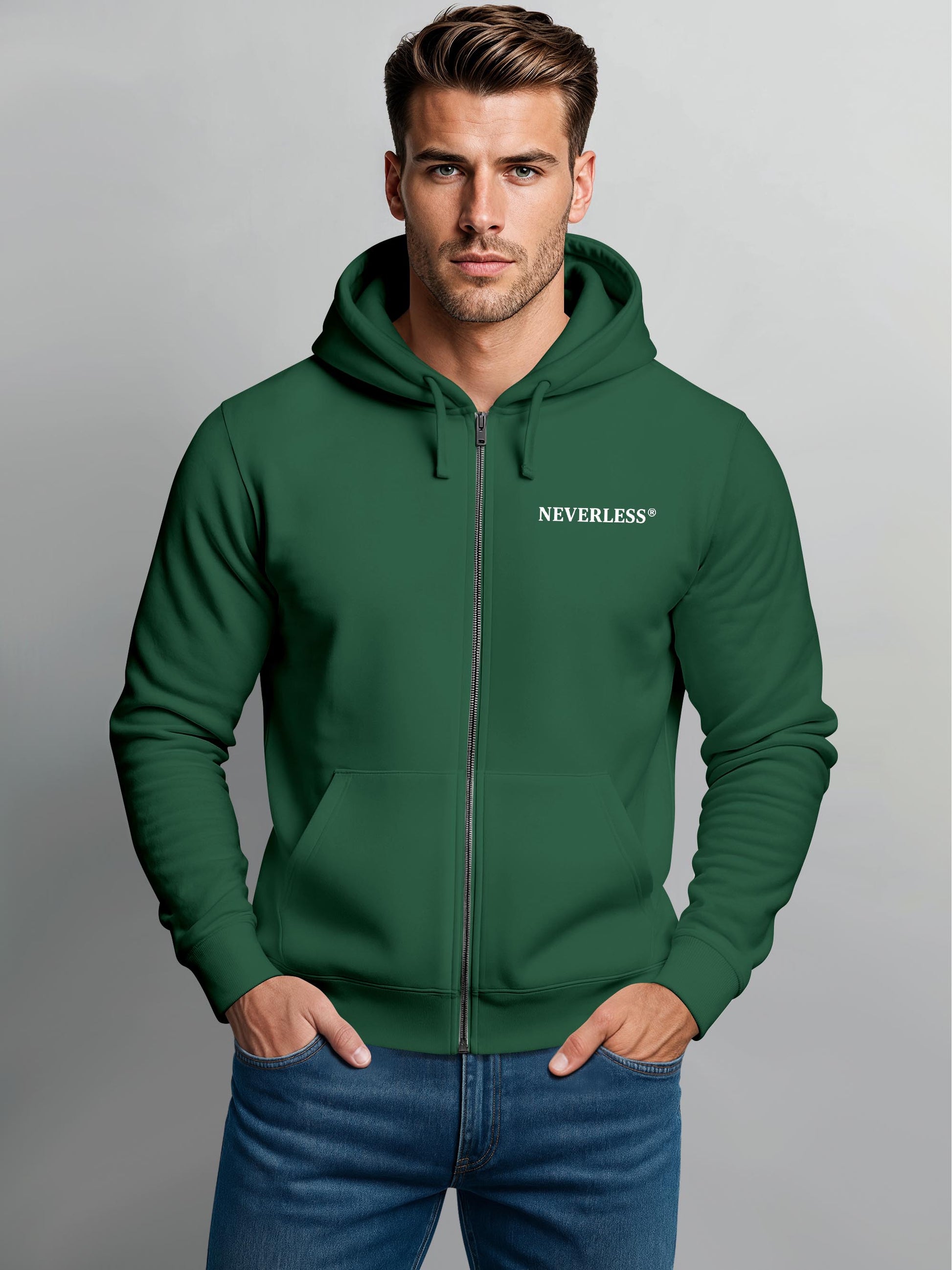 [AI generated] bottle-green relaxed-fit