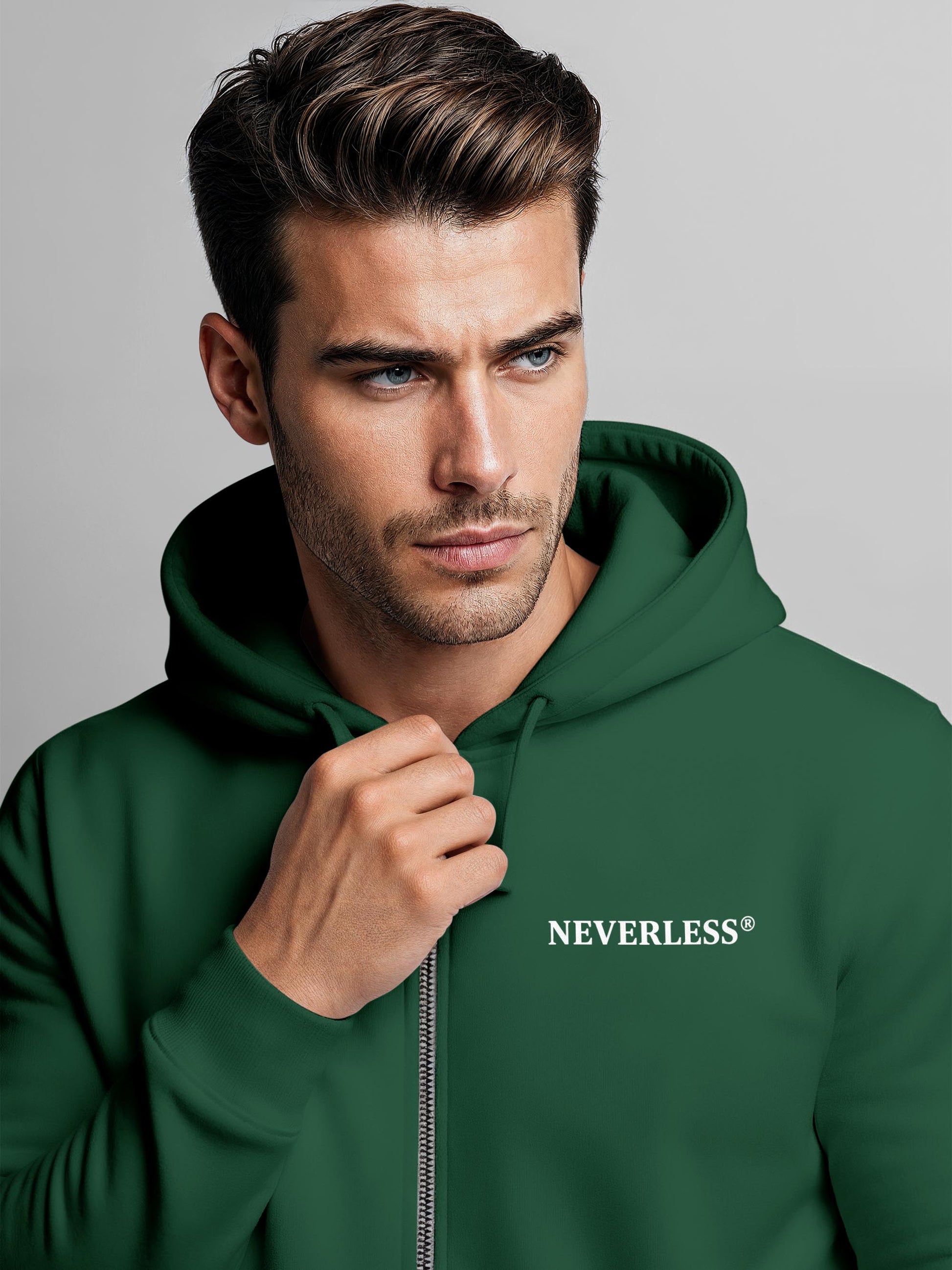 [AI generated] bottle-green relaxed-fit