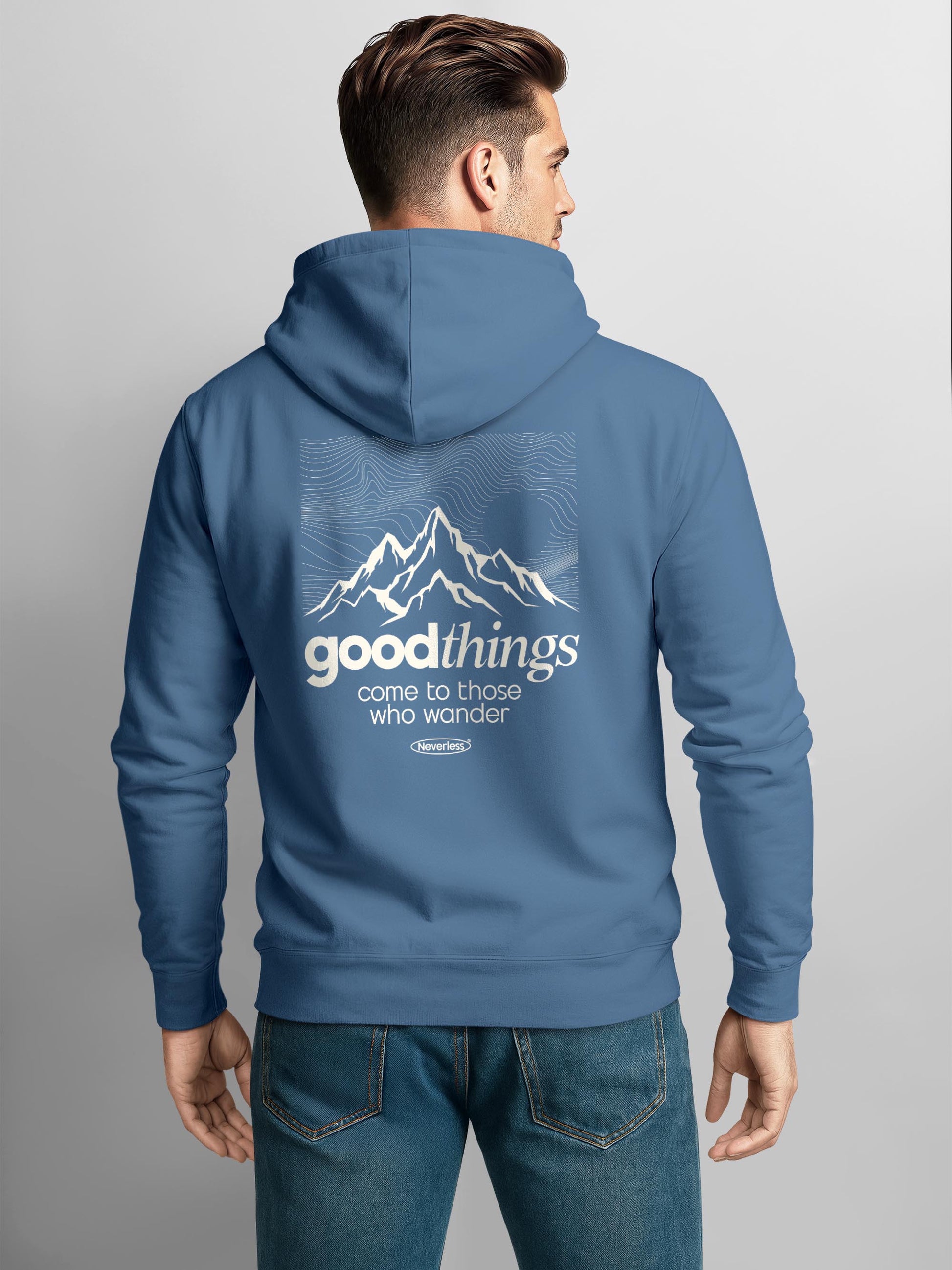 [AI generated] indigo blue slim-fit
