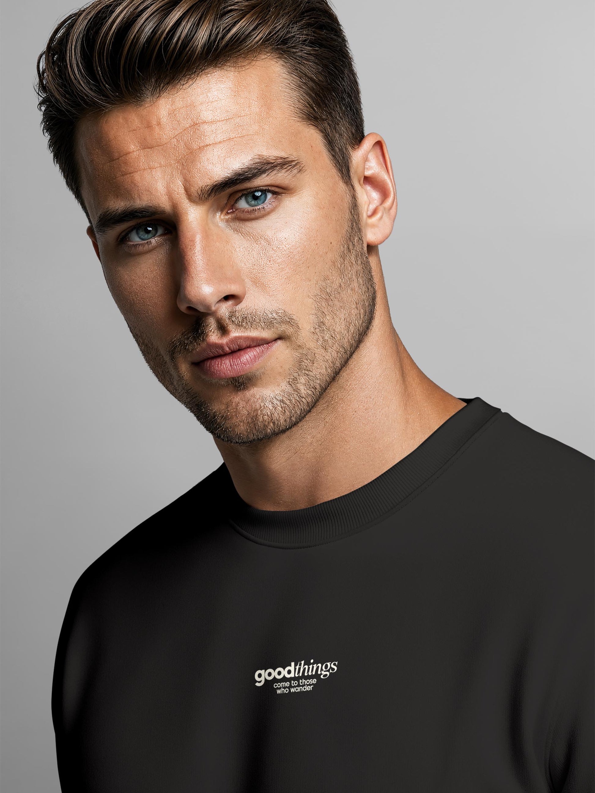 [AI generated] schwarz slim-fit