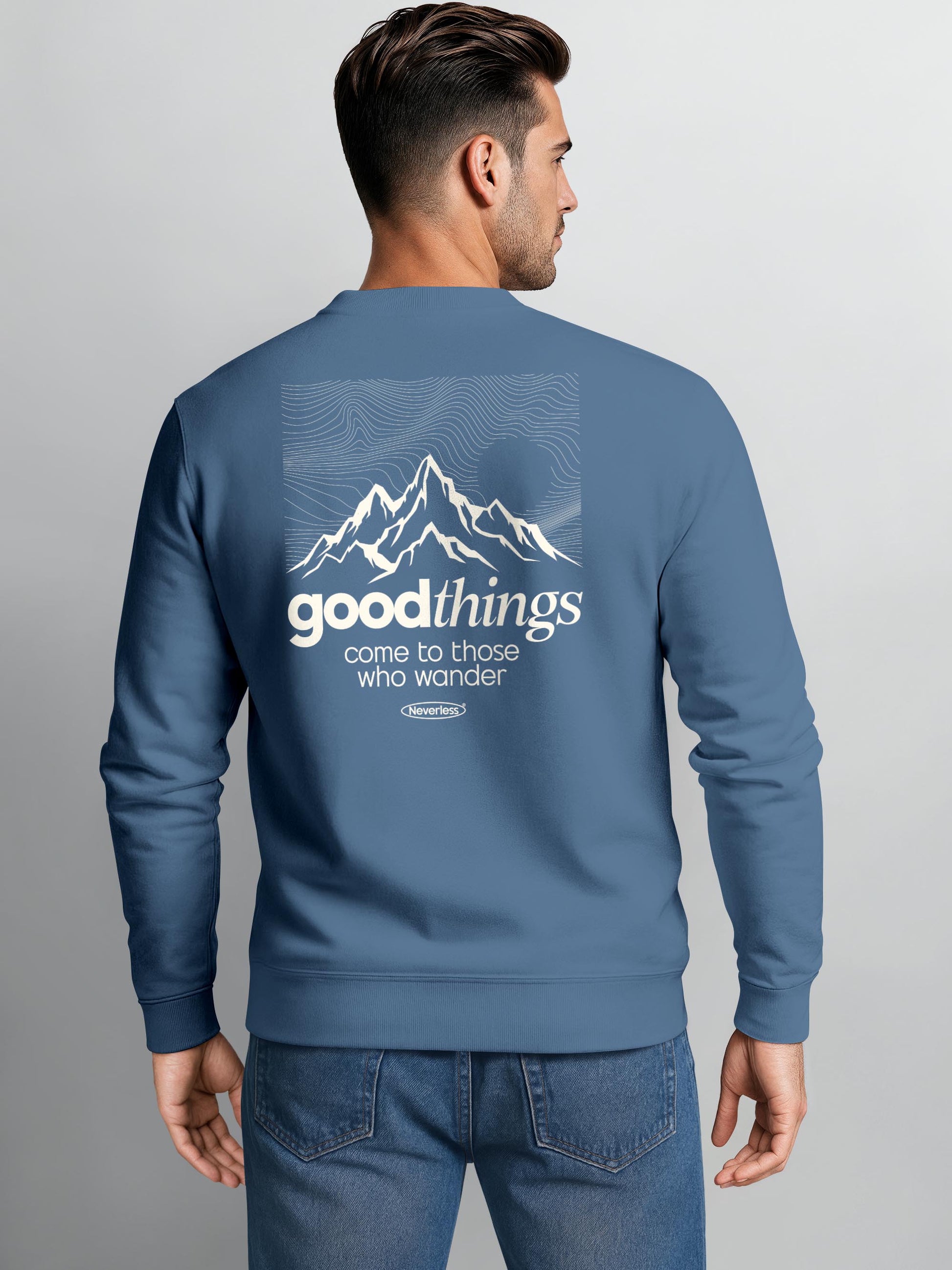 [AI generated] indigo blue slim-fit