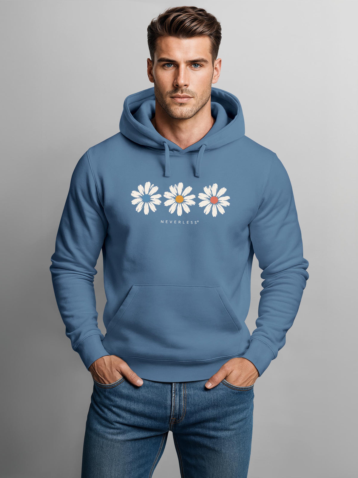 [AI generated] indigo blue slim-fit