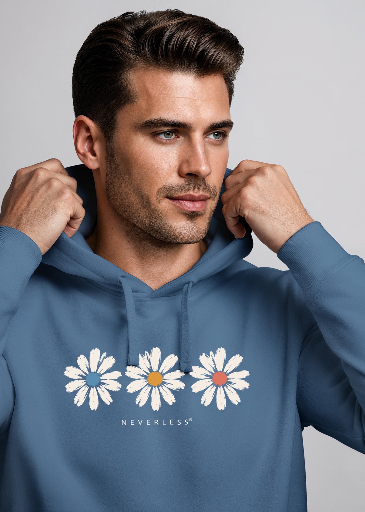 [AI generated] indigo blue slim-fit