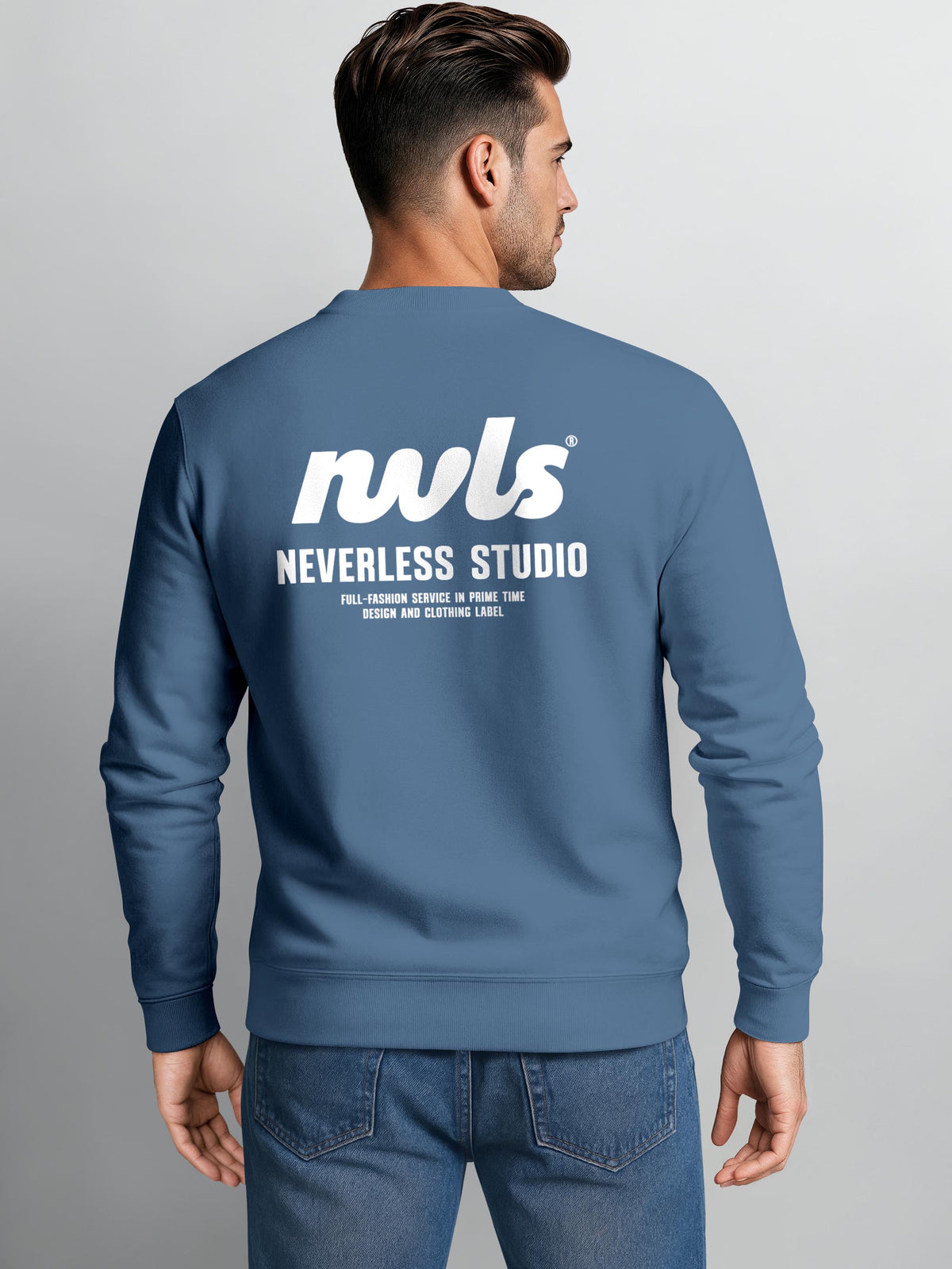 [AI generated] indigo blue slim-fit