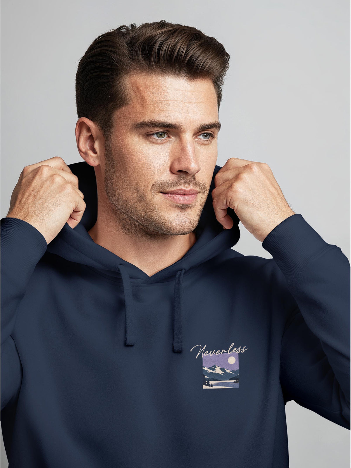 [AI generated] navy slim-fit