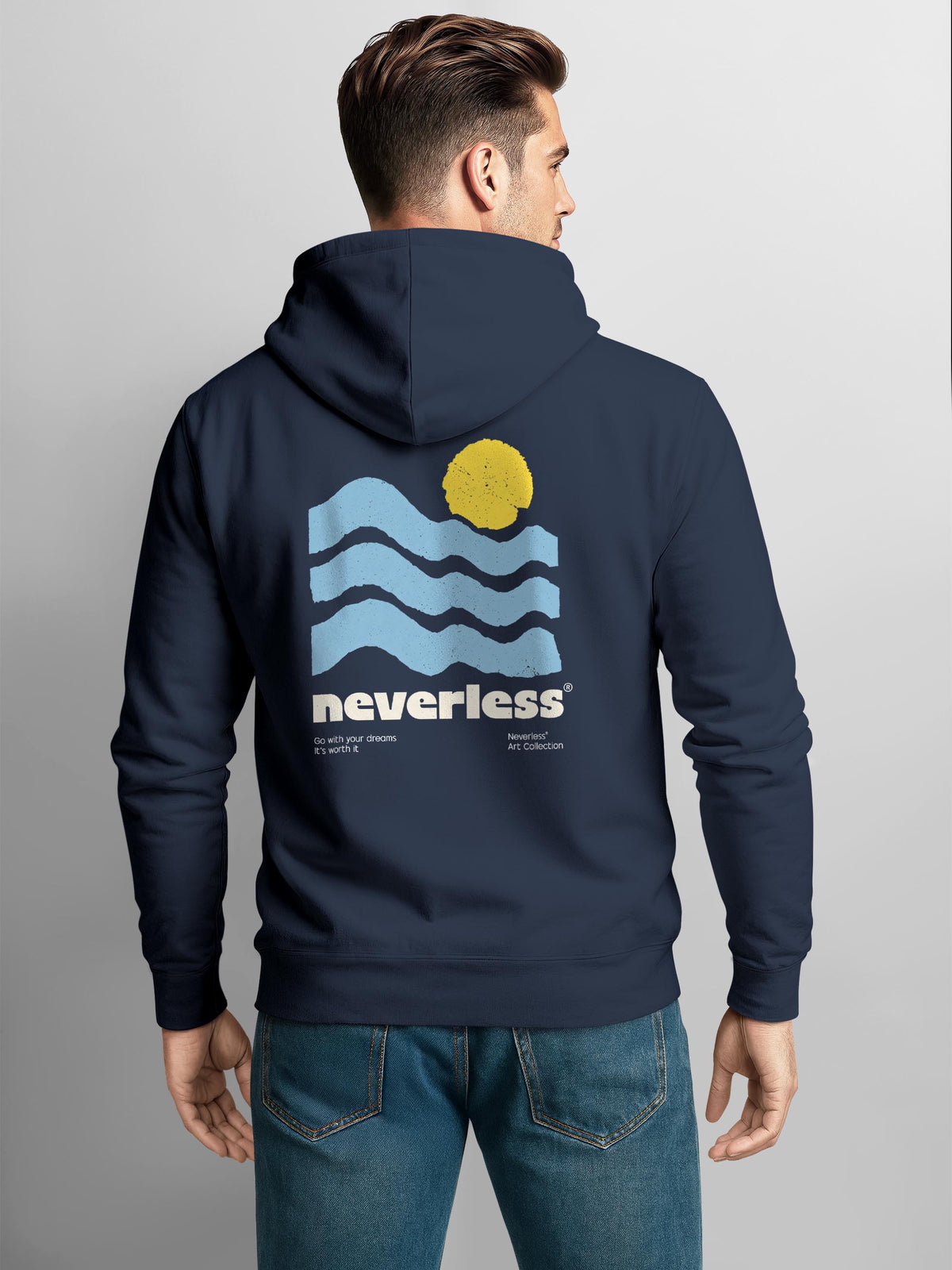 [AI generated] navy slim-fit