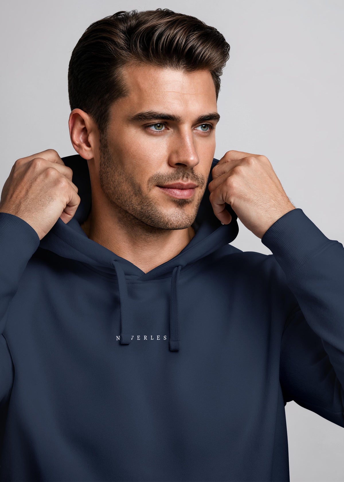 [AI generated] navy slim-fit