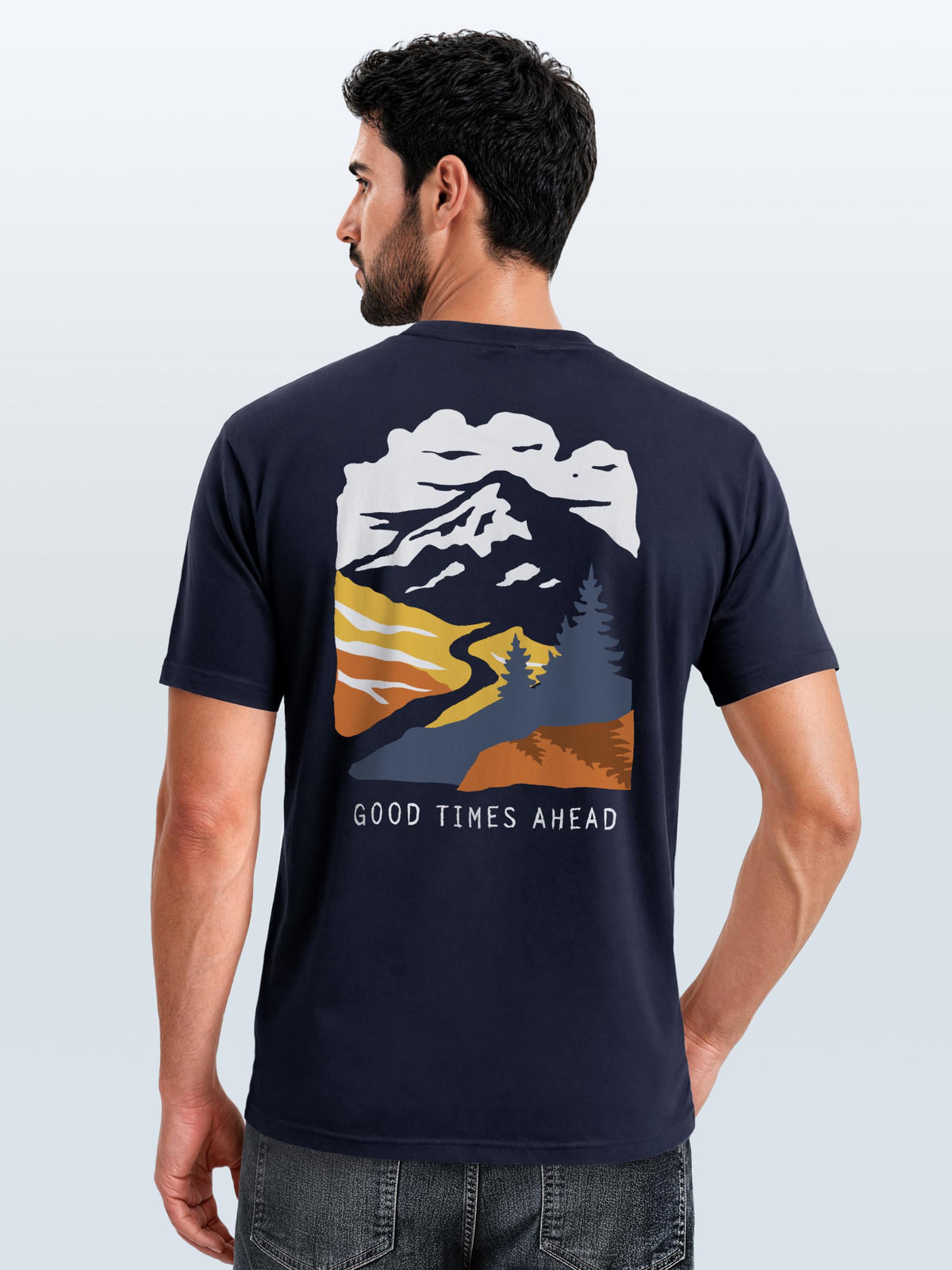 [AI generated] navy slim fit