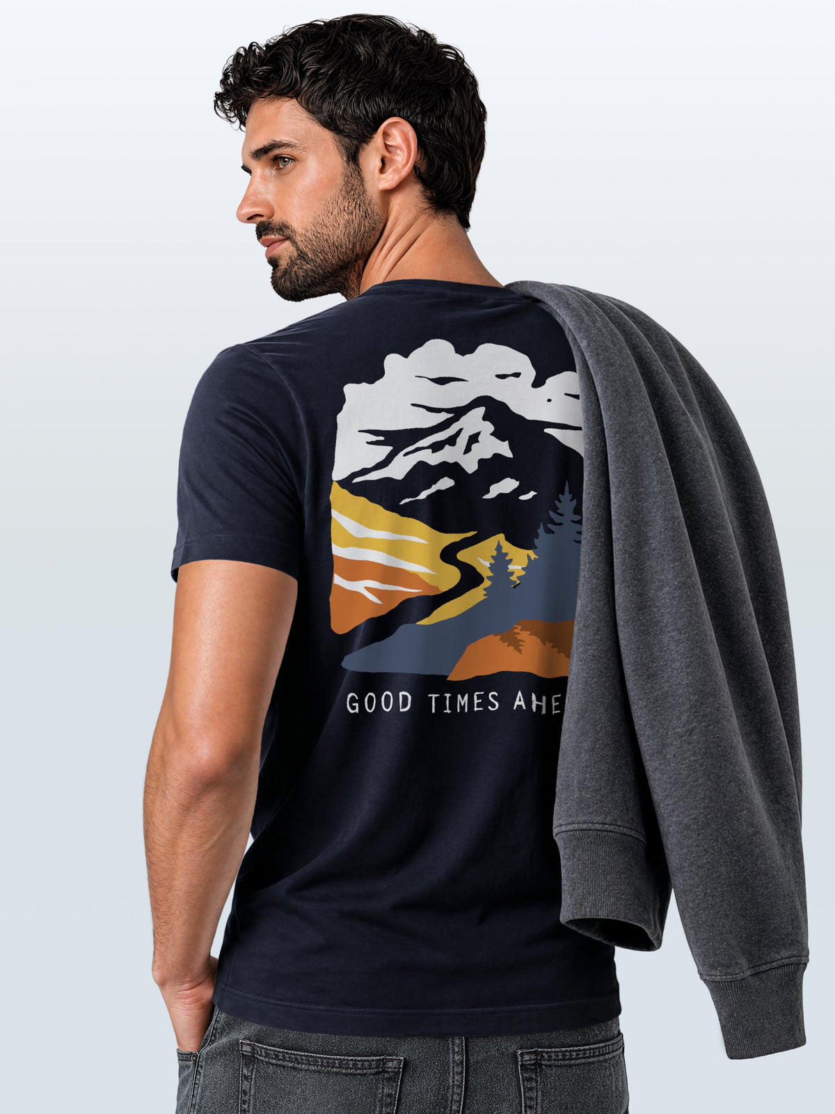 [AI generated] navy slim fit