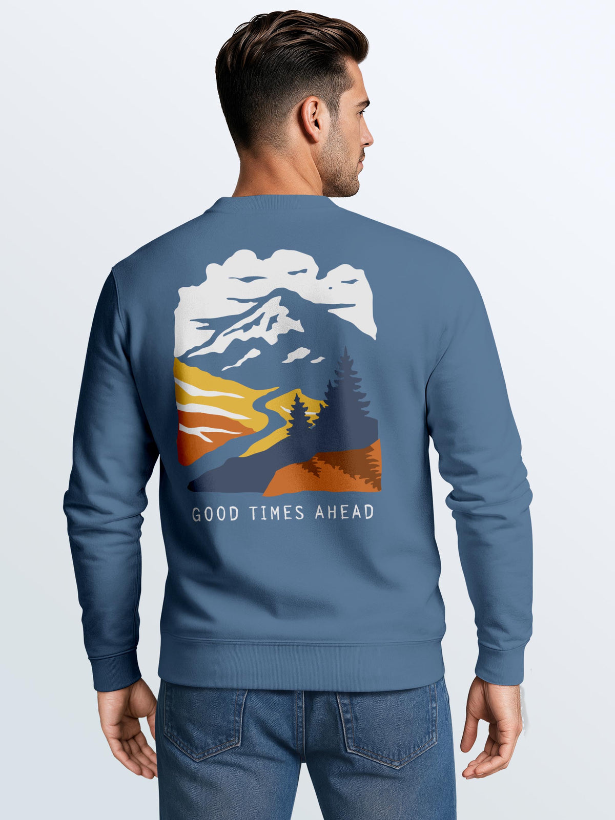 [AI generated] indigo blue slim fit