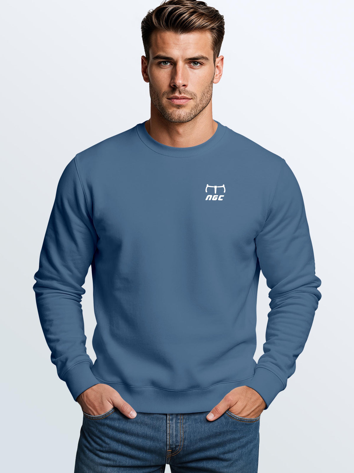 [AI generated] indigo blue slim fit