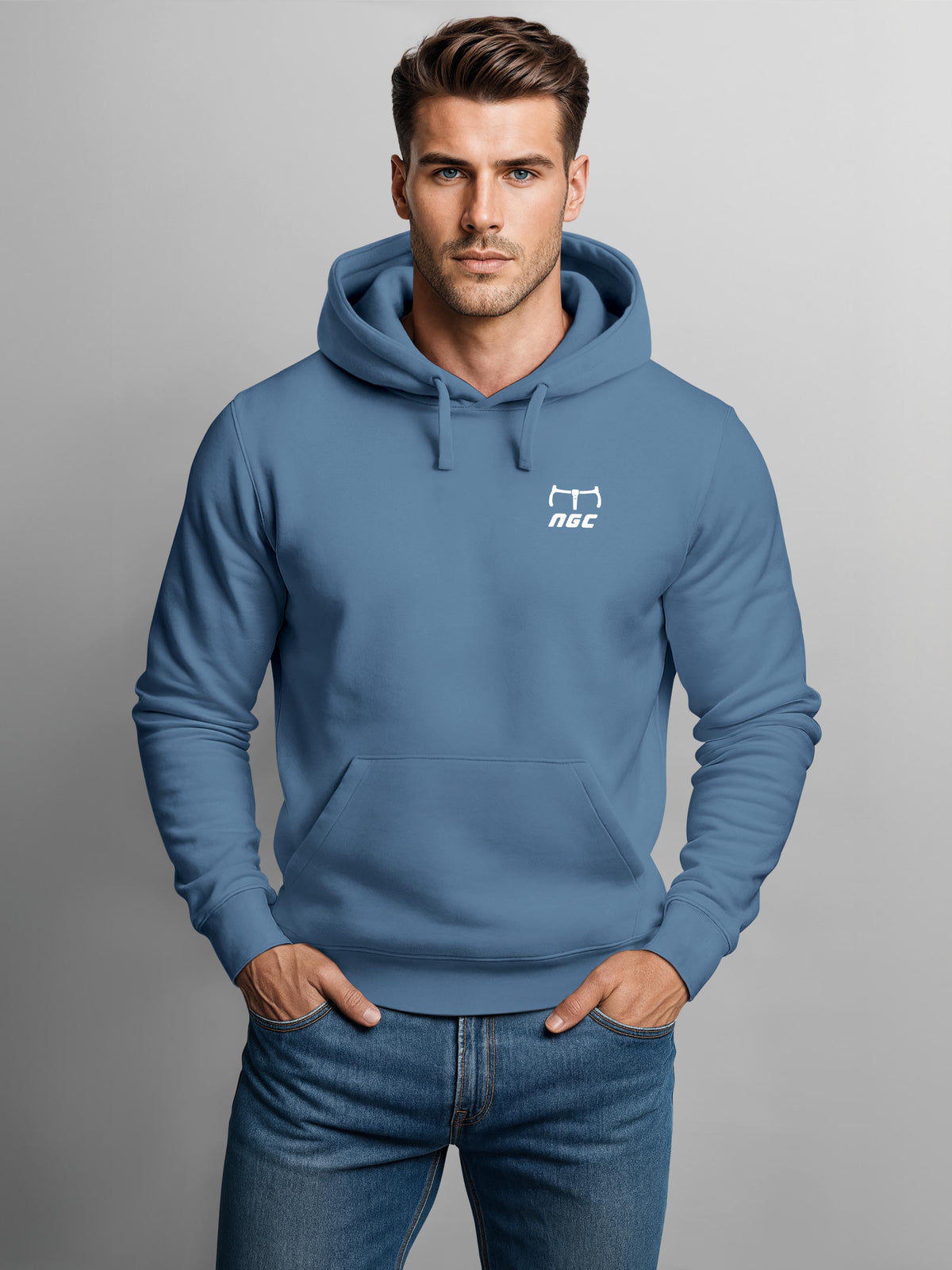 [AI generated] indigo blue slim fit