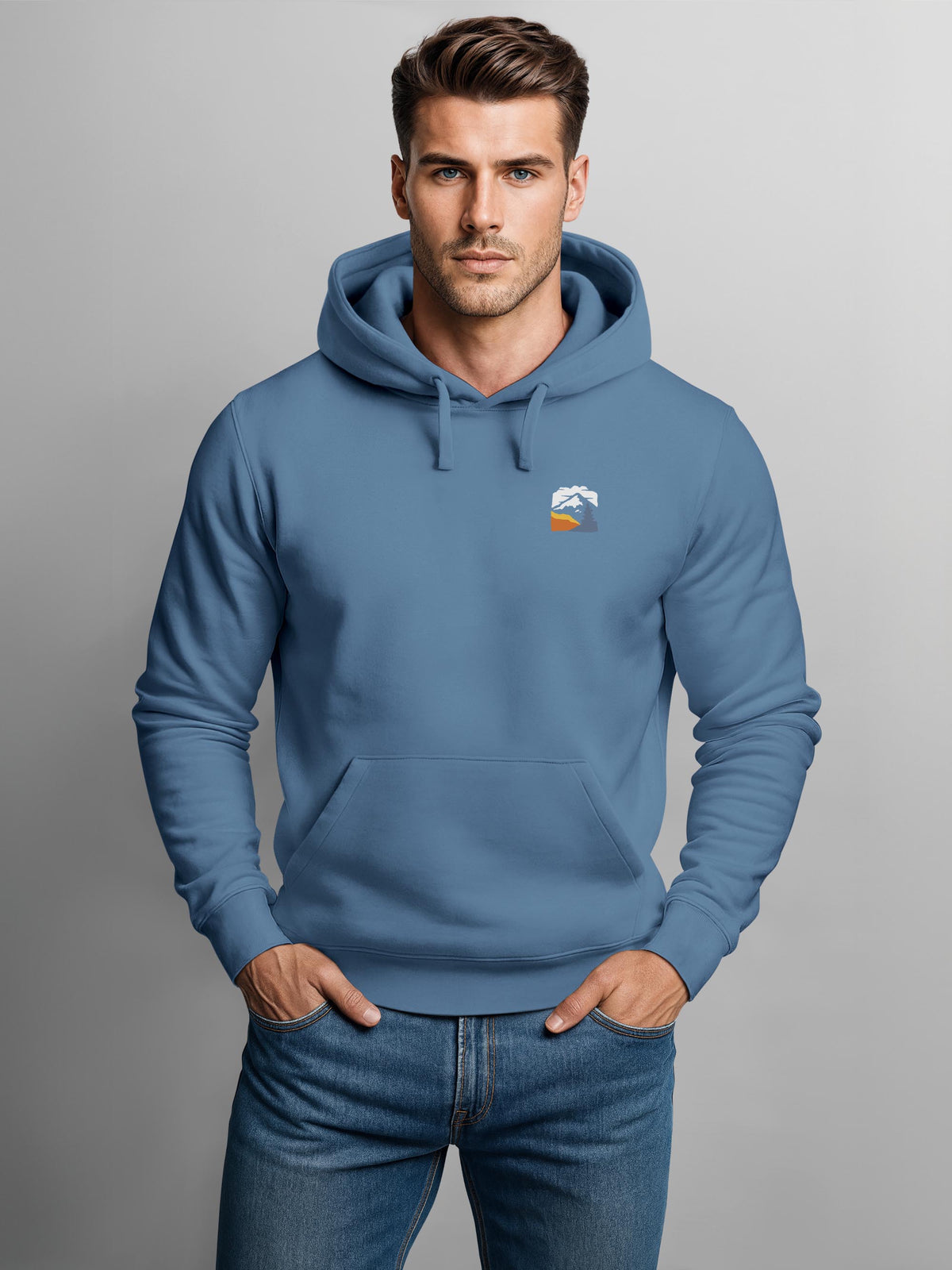 [AI generated] indigo blue slim fit