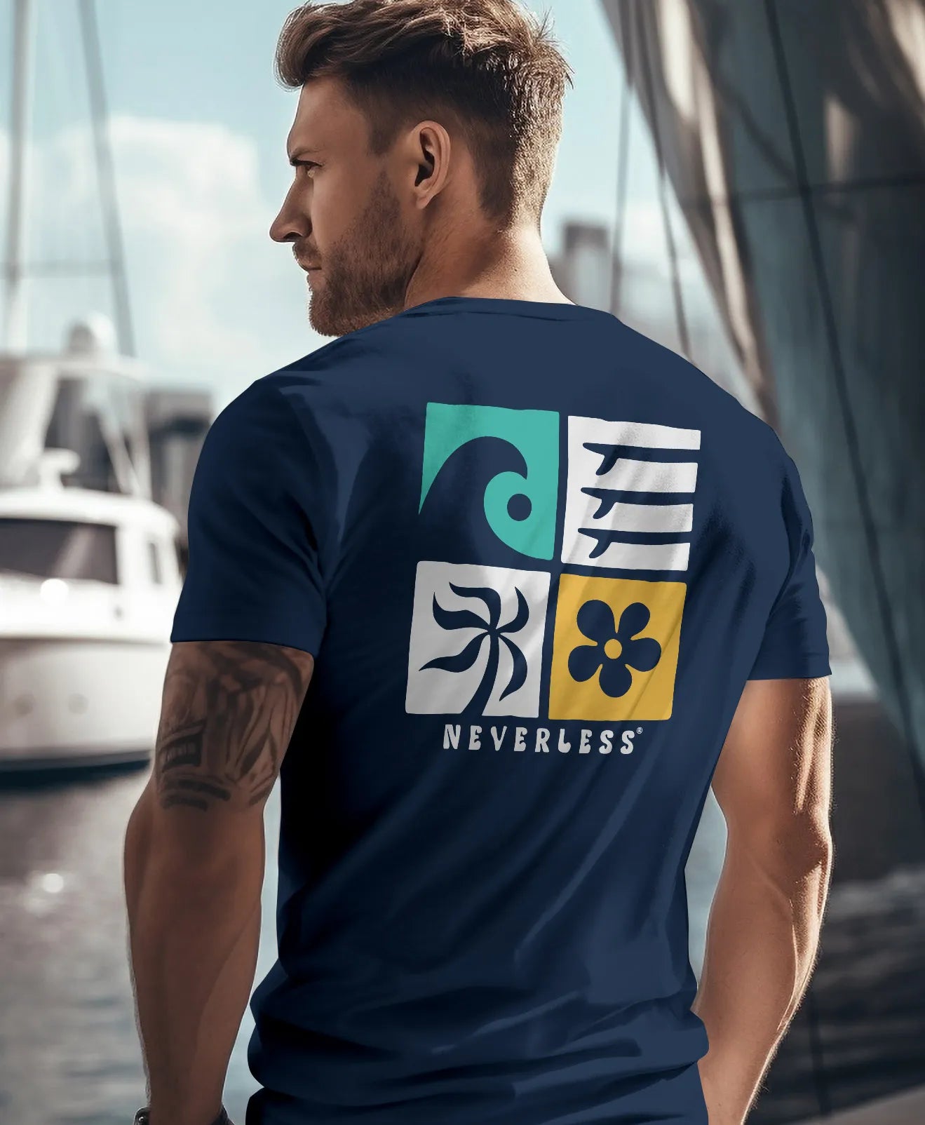 navy backprint
