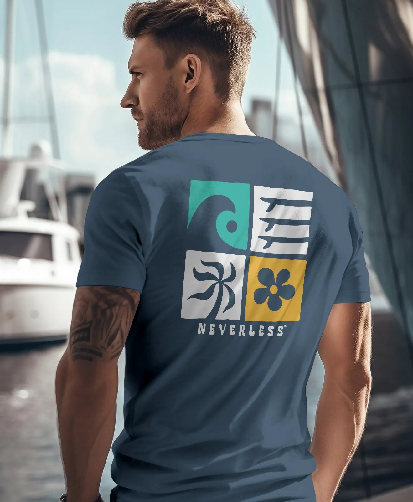 denim blue backprint