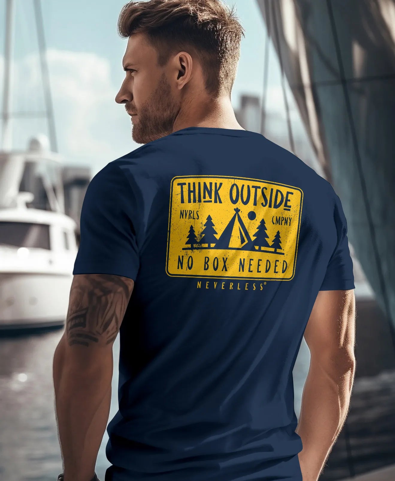 navy backprint