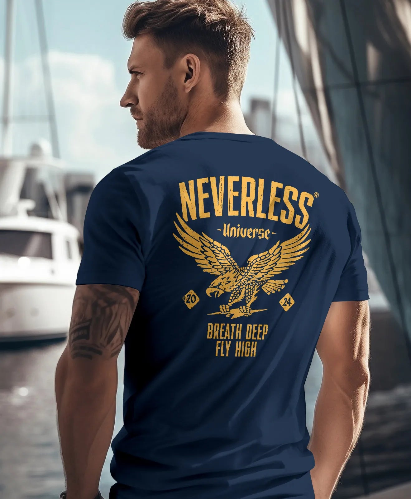 navy backprint