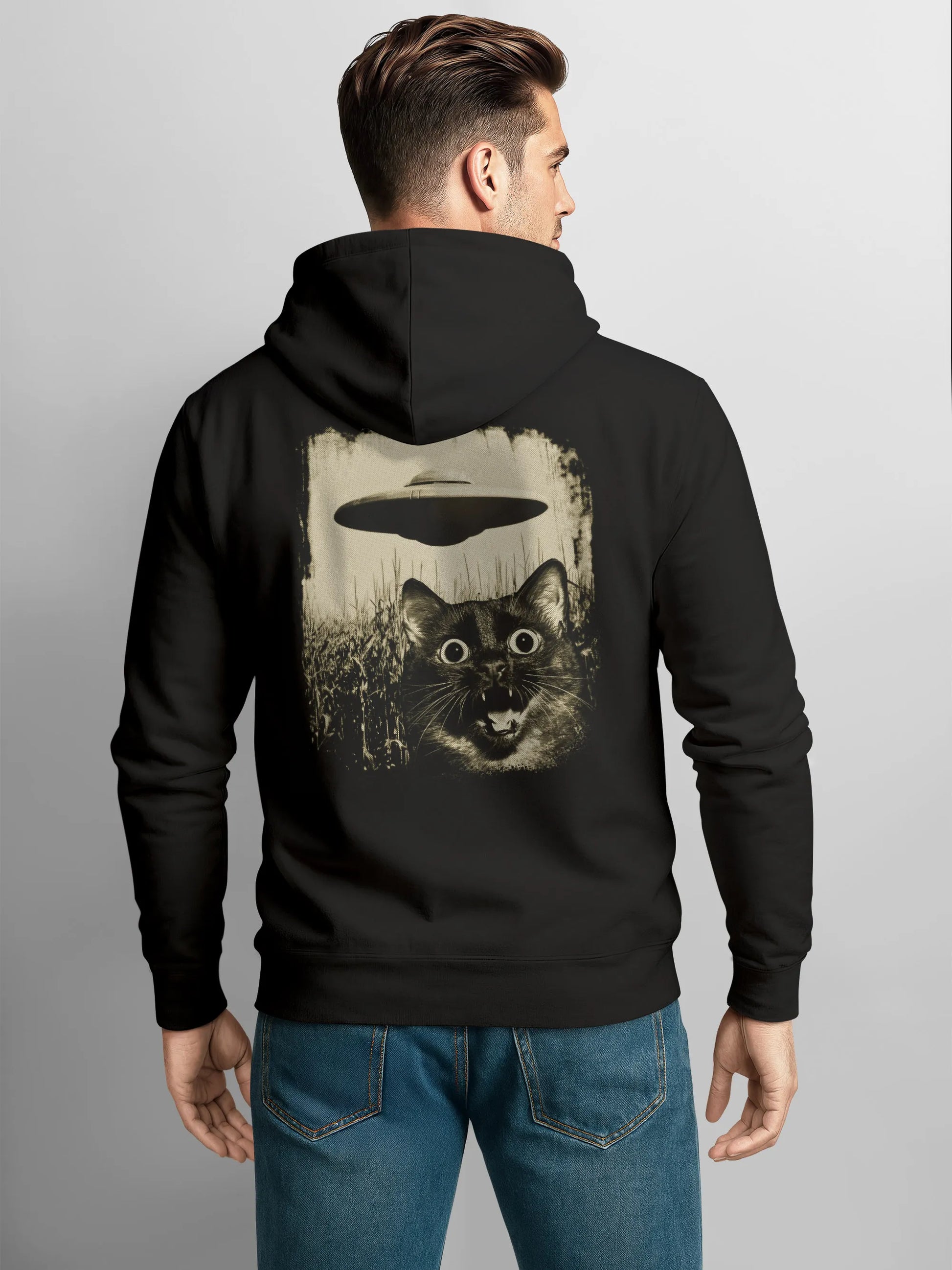 Neverless® Hoodie Backprint Heren UFO Wasbeer Alien Print Rug Print Neverless® Hoodie Backprint Heren UFO Wasbeer Alien Print Rug Print